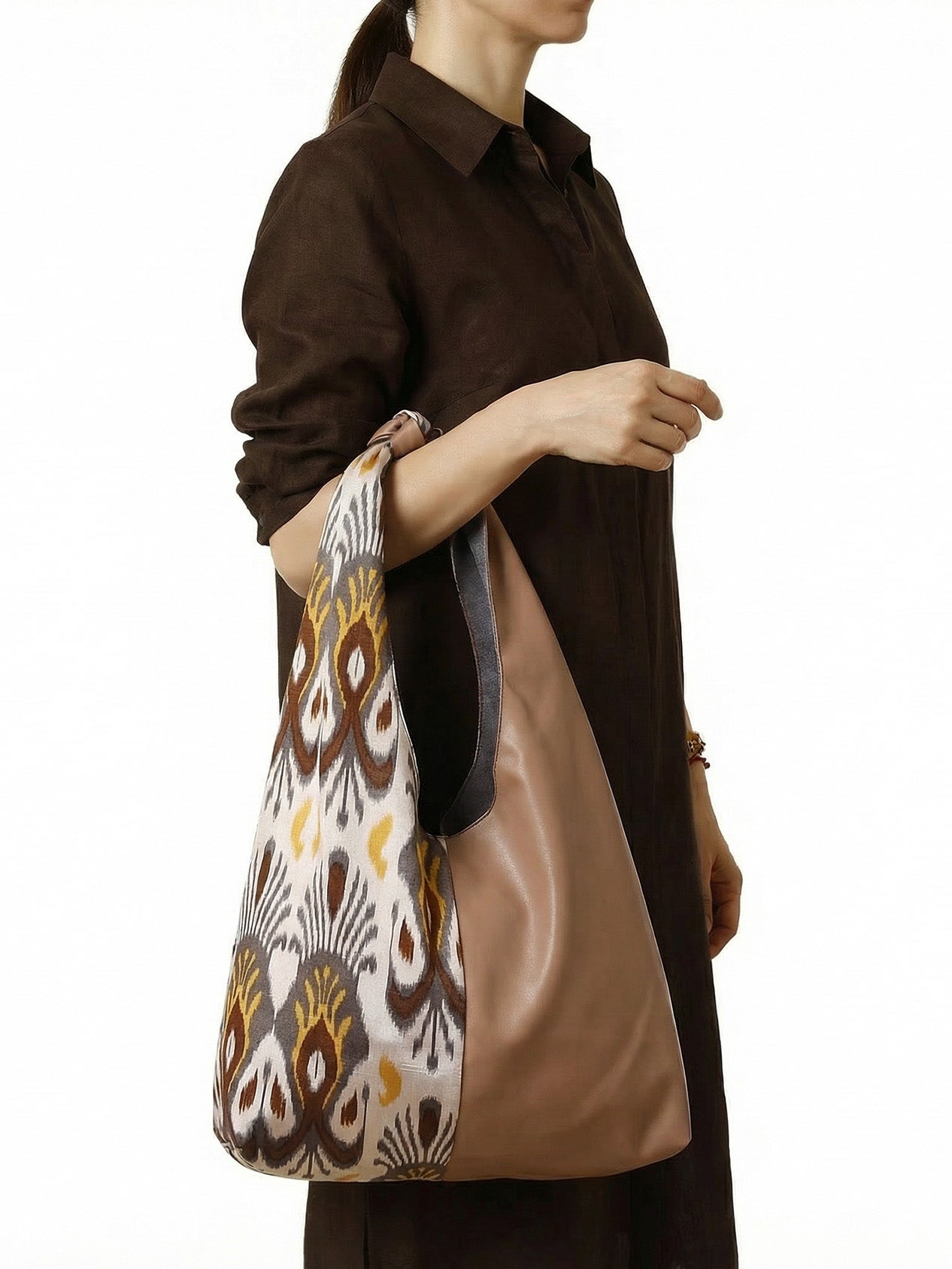 Coffee Brown Adras Bag - PU Blend, Earthy Elegance