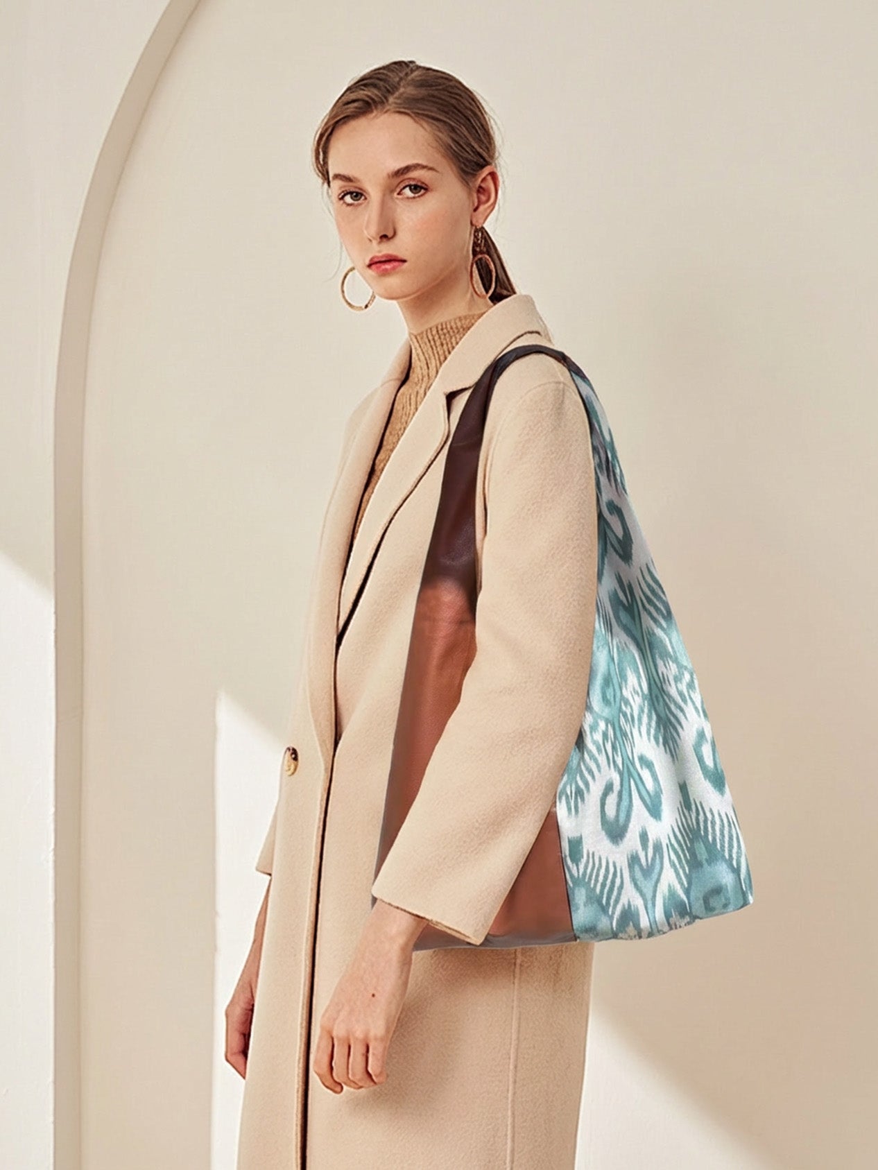 Olive Green Adras PU Blend Clutch - Unique Pattern