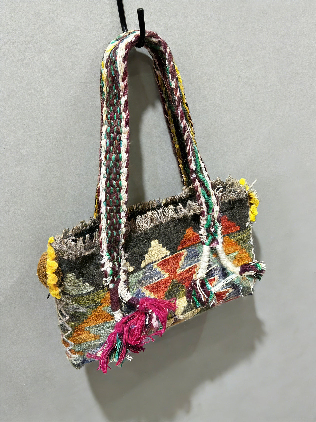 Handmade Afghan wool carpet bag