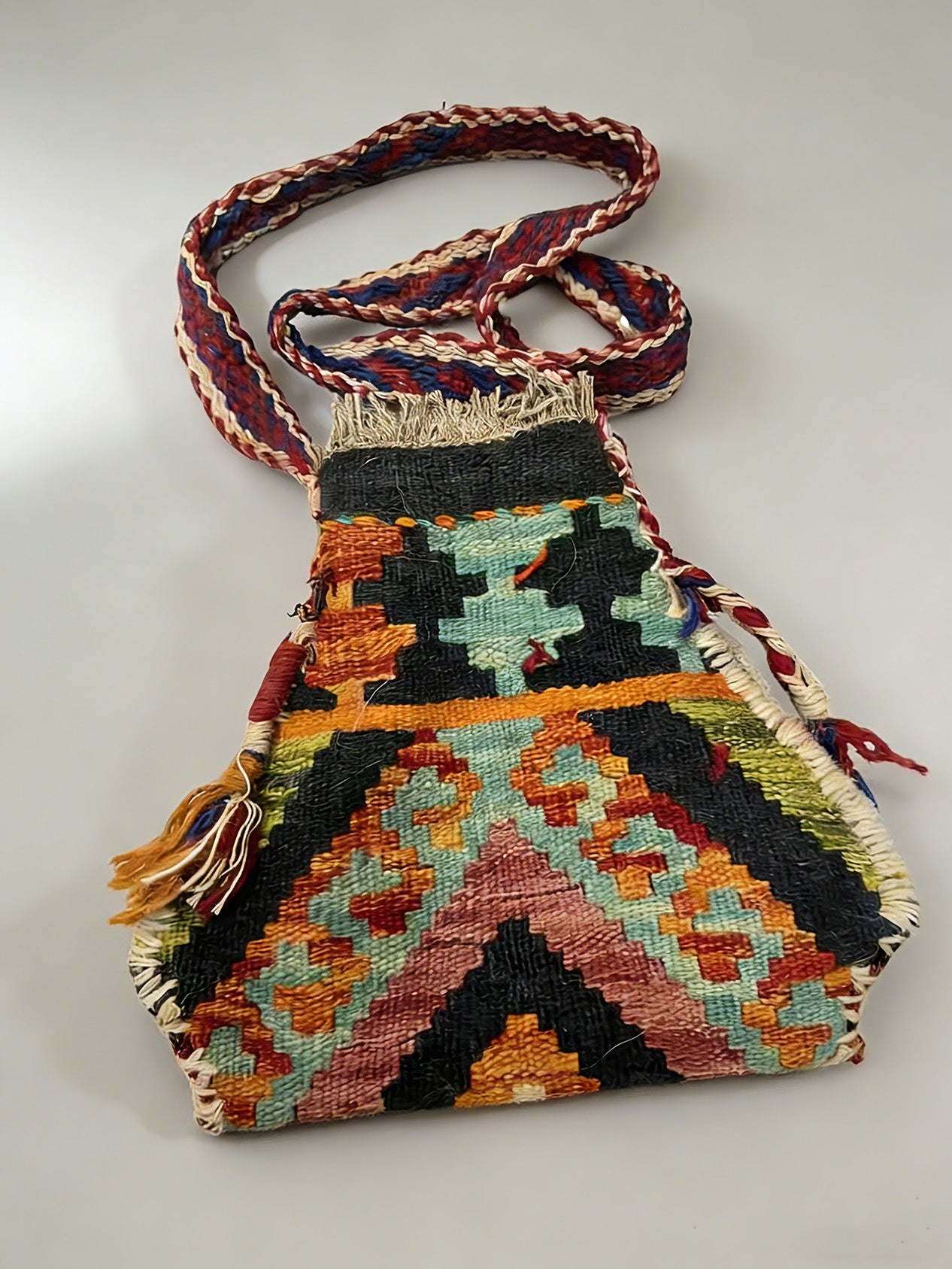 Afghan wool carpet handmade crossbody bag