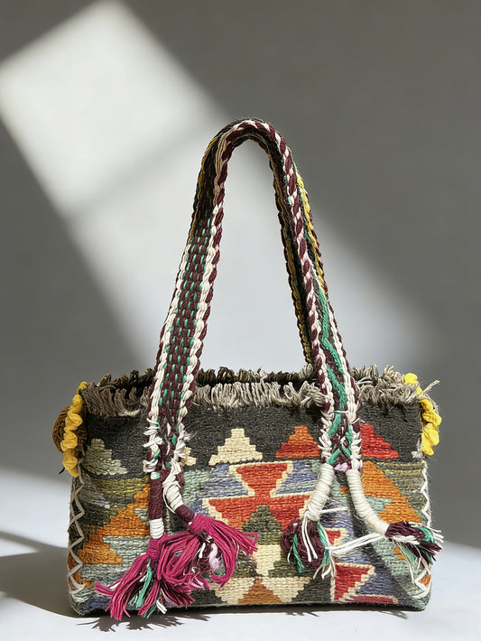 Handmade Afghan wool carpet bag